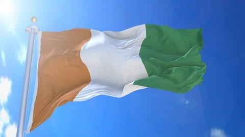 Cote d'lvoire animated flag pack in 3D and isolated background Stock Footage 119931352