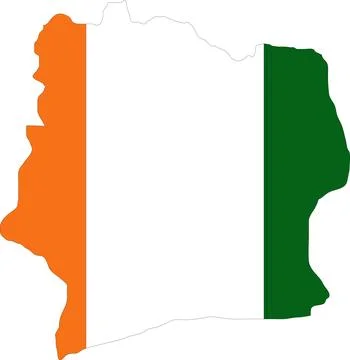 Cote d'lvoire Flag in Map, Cote d'ivoire Map with Flag, Country Map, Cote d.. Stock Illustration