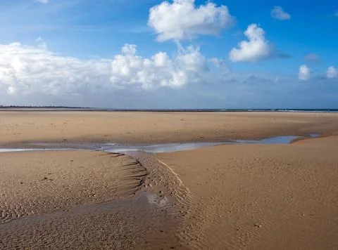 Cotentin beach on windy and cold day in normandy Stockfoto's