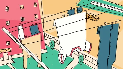 Cothes on the Balcony Animation Stock Footage 162469067