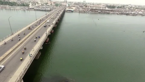 Cotonou bridge static shot Stock Footage 81123550