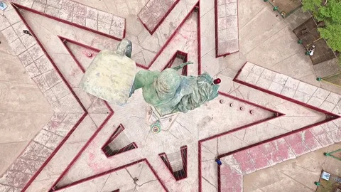 Cotonou Red Star statue vertical close up Stock Footage 81225753