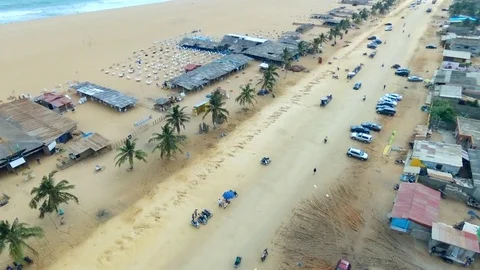Cotonou seaside road Stock Footage 81203536