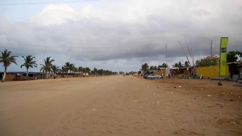 Cotonou seaside road Stock Footage 81204112