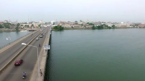 Cotonou's bay bridges Stock Footage 81092105