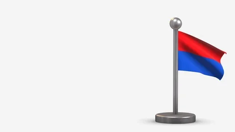 Cotopaxi 3D waving flag animation on tiny flagpole. Stock Footage 120790608