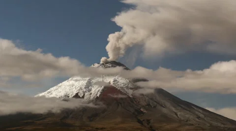 Cotopaxi Volcano erupting in October 2015. Stock Footage 56843733