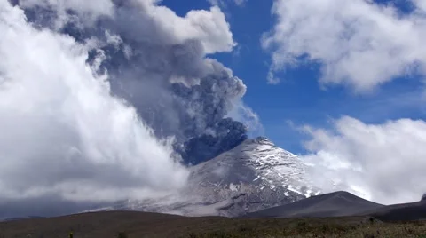 Cotopaxi volcano eruption, Ecuador Stock Footage 54077278