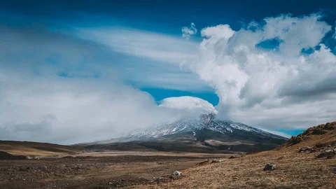 Cotopaxi volcano landscape timelapse Stock Footage 100464694