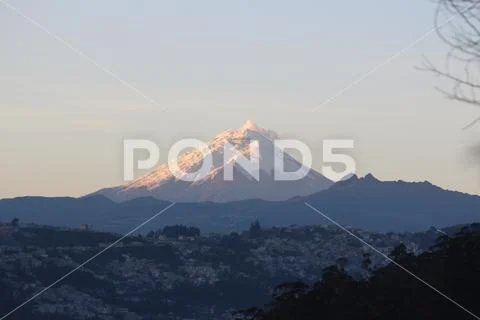 Cotopaxi volcano view from Quito Stock Photos