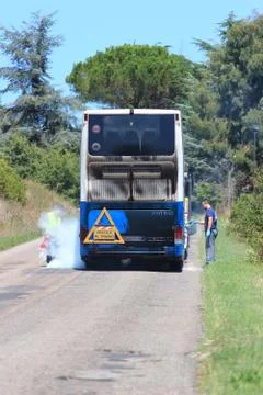 Cotral bus breakdown Stock Photos