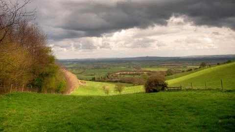 Cotswolds rolling hills Stock Photos