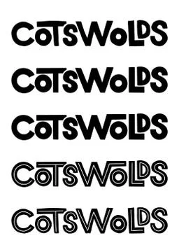 Cotswolds. Vector hand lettering element. Bold thick sans serif Cotswolds name Stock Illustration
