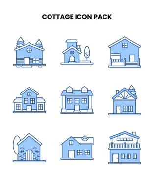 Cottage Blue Vector Icons Pack Ilustración de archivo