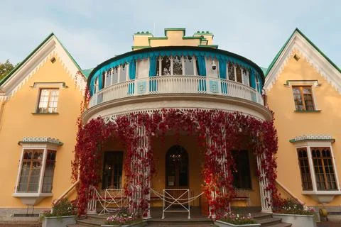 Cottage is the central architectural structure Stock Photos