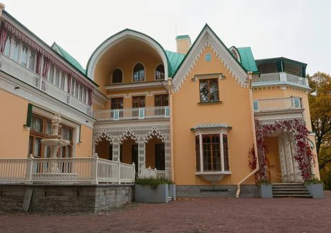 Cottage is the central architectural structure Stock Photos