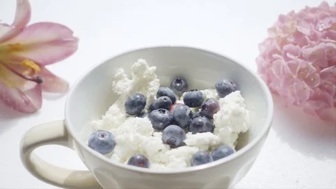 Cottage cheese with berries Stock Footage 111866737