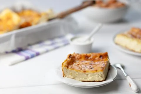Cottage cheese casserole Stock Photos