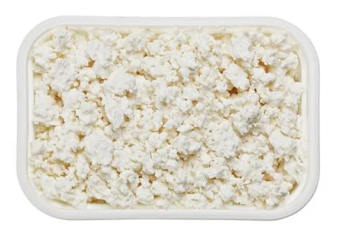 Cottage cheese (curd) in small square plate Foto stock