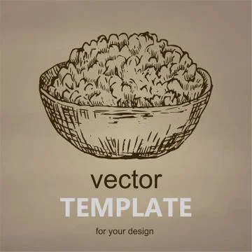 Cottage cheese hand drawn vector illustration Stock Illustration