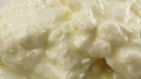 Cottage cheese macro close up presentation slowly rotating stock footage Stock Footage 344687646