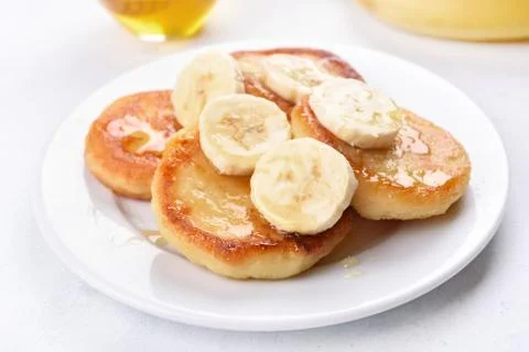 Cottage cheese pancakes Stock Photos