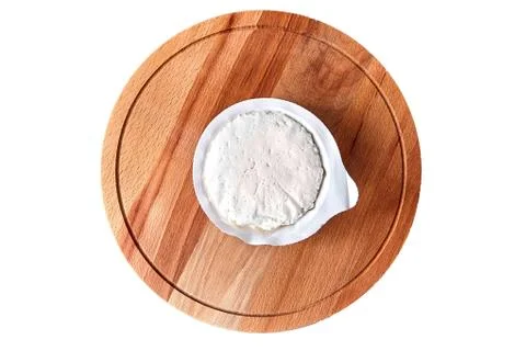 Cottage cheese in plastic packaging Foto stock