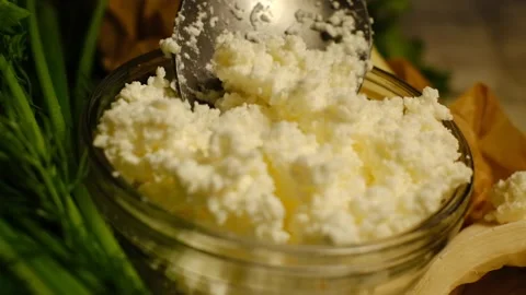 Cottage cheese|120 fps Video stock 158744155