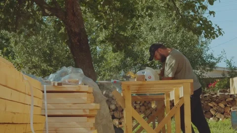 Cottage construction, builders, construction workers' work processes Stock Footage 339506291