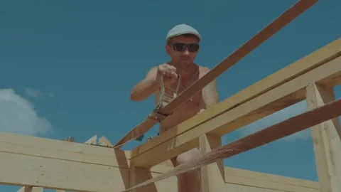 Cottage construction, builders Stock Footage 340359751