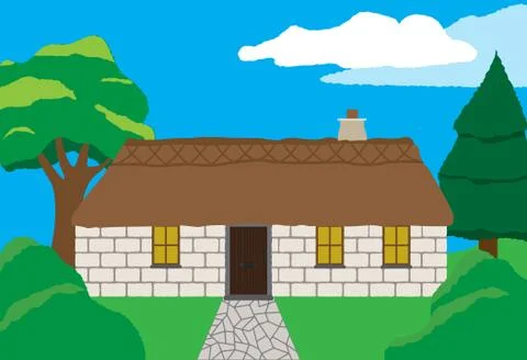 Cottage In Countryside Stock Illustration