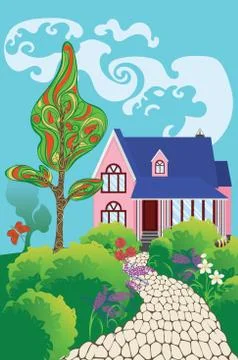Cottage in countryside Illustrazione stock