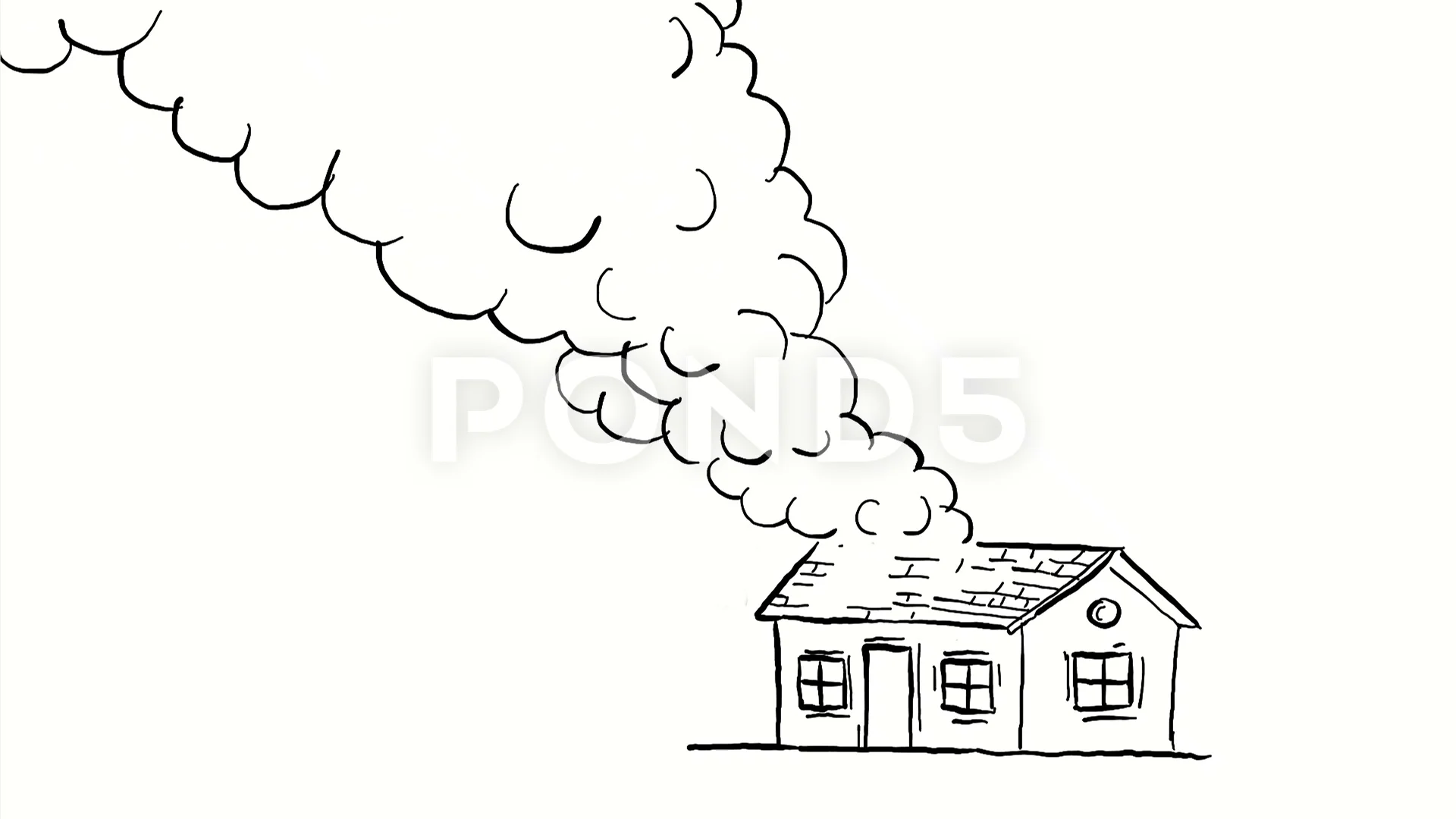cartoon house burning
