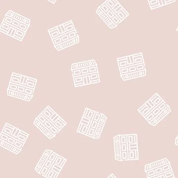 Cottage house line vector seamless pattern Stockillustratie