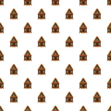 Cottage house repeating pattern on white background 스톡 일러스트