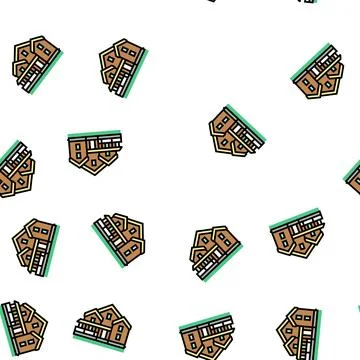Cottage house vector seamless pattern Ilustración de archivo