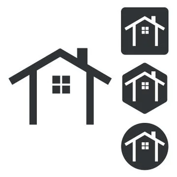 Cottage icon set, monochrome Ilustración de archivo