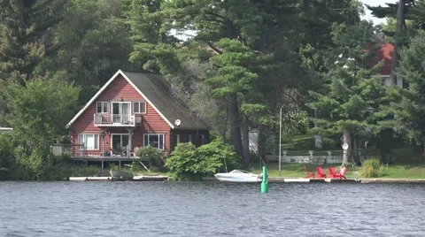Cottage on a lake Stock Footage 53798861