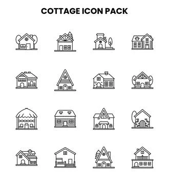 Cottage Line Icons Pack Ilustración de archivo