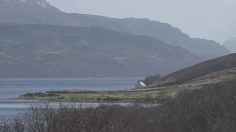 Cottage by Loch Hope Stock Footage 158225723