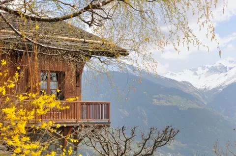 Cottage in mountain Stock Photos