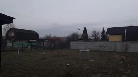 Cottage plot out of town in early spring Stock Photos