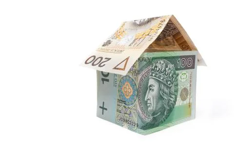 Cottage with Polish banknotes Stock Photos