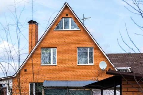 Cottage from  red brick Stock Photos
