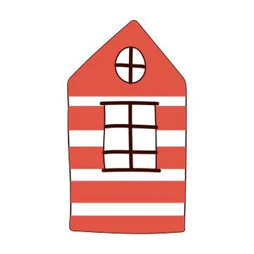 Cottage rustic cartoon isolated design white background line and fill style Stock Illustration