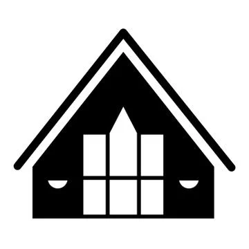 Cottage solid icon. Small cottage vector illustration isolated on white. Gable Illustrazione stock