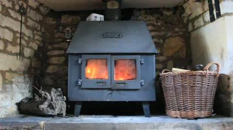 Cottage Style Fire Stove Stock Footage 12410231