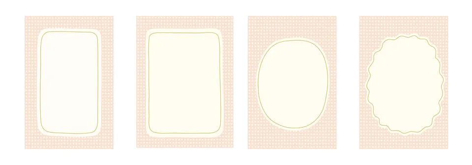 Cottagecore checkered frame, cute vector flat illustrations with pattern fo.. Stock Illustration