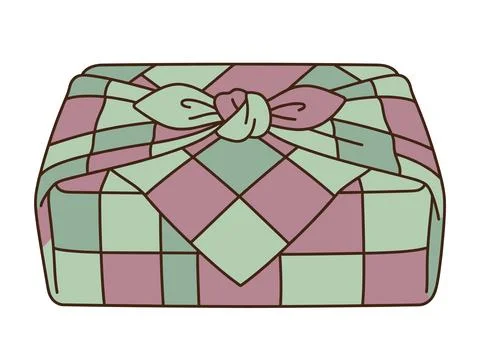 Cottagecore Korean Pojagi Patchwork Fabric Pouch Ilustración de archivo