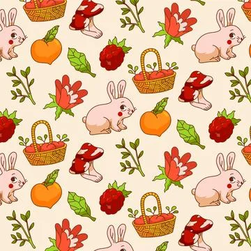 Cottagecore pattern illustration Stock Illustration